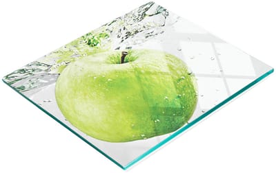 Multifunctionele decoratieve glazen snijplank voor in de keuken, appelwatermotief, 60x52 cm