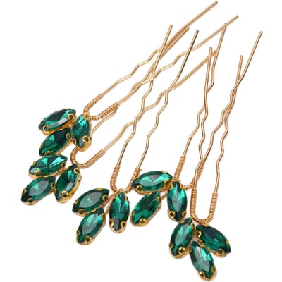Groene Strass Haarspeld Vintage Lichtgewicht Verfijnd Bruiloftshaarstuk Haarjuweel voor Bruid