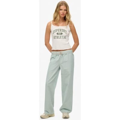 Superdry Gestreepte Broek met Elastische Tailleband Normale Pasvorm Green Grootte: 44
