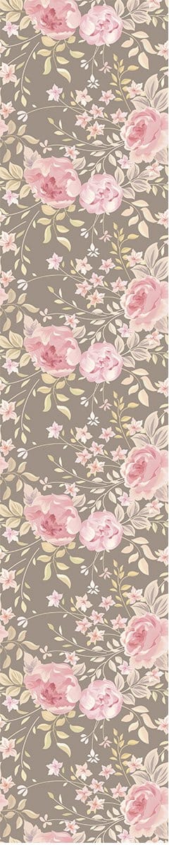 Voorgelijmd vliesbehang - VINTAGE BLOEMEN ROZE PEONIES GRIJS - 1 rol van 300x60cm