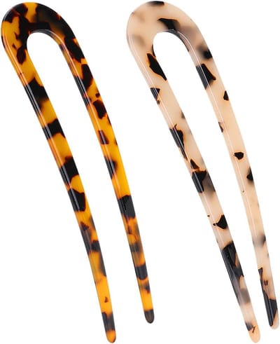 Set van 2 Elegante Franse Haarspelden van Acetaat - U-Vormige Haaraccessoires voor Opsteken, Perfect voor Vrouwen en Diverse Haarstijlen