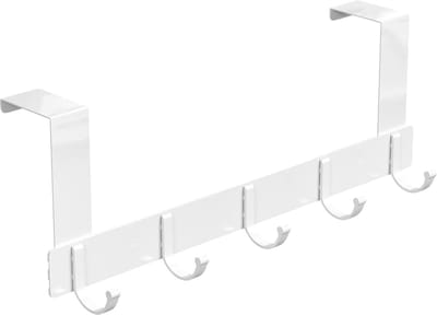 Kapstok met 5 haken, kledinghaken voor de deur zonder boren, deurhaak voor keuken, badkamer, woonkamer en hal (wit)