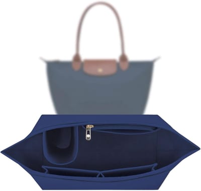 Binnentas - Organiser geschikt voor Longchamp Bag, Bag Organiser geschikt voor Longchamp , Organiser geschikt voor Longchamp Pliage , Purse Organiser, Multi-Pocket Felt Handbag Organiser for Insert Wallet, Marineblauw,L