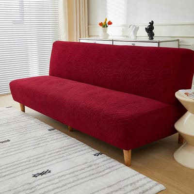 Waterdichte jacquard blad bloemvormige opvouwbare slaapbankhoes met hoge elasticiteit, geschikt voor alle seizoenen M(160-190cm) brown