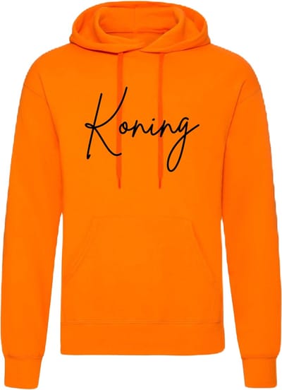Koningsdag hoodie heren-Oranje-Koning-Maat S