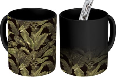 Magische Mok - Foto op Warmte Mokken - Koffiemok - Botanisch - Bladeren - Groen - Magic Mok - Beker - 350 ML - Theemok