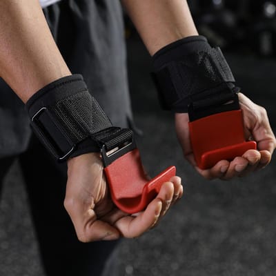 Vbosi Heavy Duty Gewichtheffen Haken met Neopreen Gewatteerde Polsbanden voor Deadlifts Pull Ups Sportschool Training Stalen Grepen one size