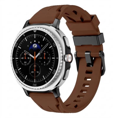 Strap-it race siliconen bandje smartwatchband geschikt voor Samsung Galaxy Watch 9 (40/44mm) / Watch 8 (40/44mm) / 8 Classic (46mm) - bruin