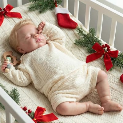 Reborn babypop - Levensechte pop Slaappop - Rollenspel Speelgoed - Handgemaakt Wasbaar - 49 cm - Beige