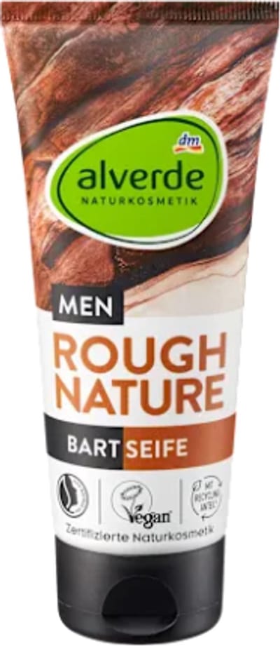Alverde MEN Baardzeep - Rough Nature | 1x 100 ml - Biologisch Cederhout | Met Plantaardige Glycerine en Aloë Vera