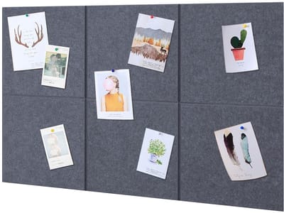 BRENZOOS- Prikbord Groot - Viltpanelen 30 x 30 cm - Akoestische Wandpanelen - 6 Stuks - 90 Push-pins - 60 Veilige Plaktabs - 0,9 cm Dik - Wandpaneel