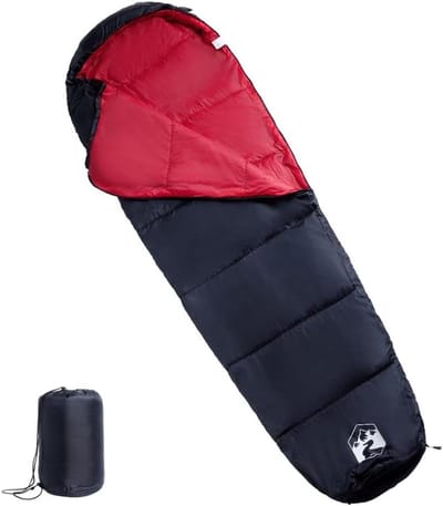 Mummieslaapzak Volwassenen - Kampeerzak Outdoor - Kamperen Wandelen Reizen - Waterbestendig Vochtwerend - 194 x 68 cm - Zwart Rood