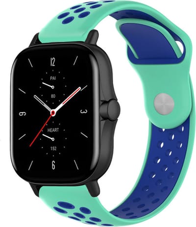 Strap-it Sport siliconen bandje - geschikt voor Xiaomi Amazfit Bip / Bip S / Bip Lite / Bip U Pro / Bip 3 / GTS 1-2-3-4 - MIni / Amazfit GTR 42mm - aqua/blauw