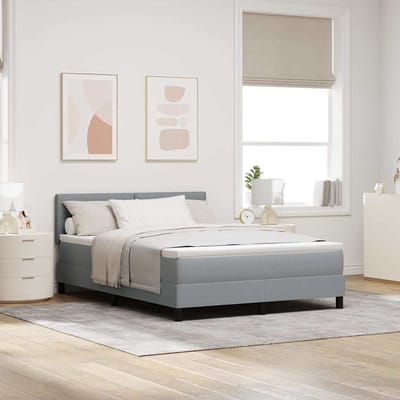 vidaXL - Boxspring - bed - met - hoofdeinde - Lichtgrijs - 140 - x - 200 - cm - Stof