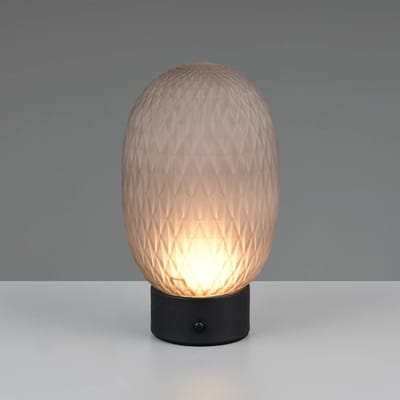 TRIO FACETTE - Tafellamp - Rookkleur - incl. 1x SMD 1,5 W - 4-stappen TOUCH - USB-aansluiting - Oplaadbaar - Snoerloos