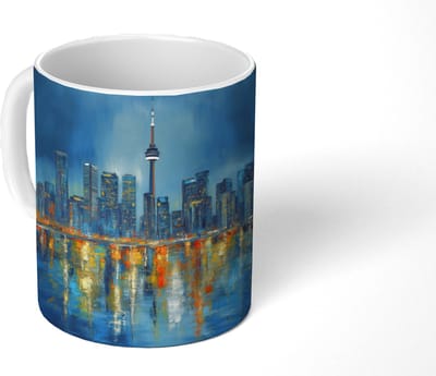 Mok - Koffiemok - Skyline Toronto - Water - Stadslichten - Toren - Mokken - 350 ML - Beker - Koffiemokken - Theemok