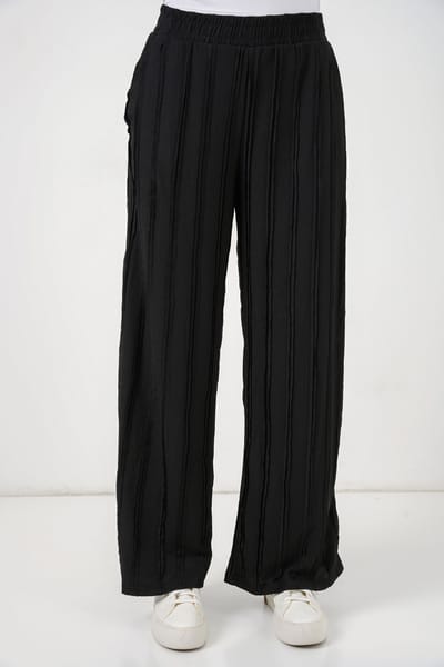 Brede Pijpen Textuur Pull-On Broek