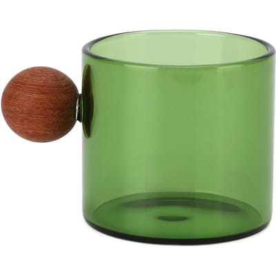 Tasse à café en verre transparent résistant à la chaleur avec poignée boule en bois pour bureau bar fête vert vert