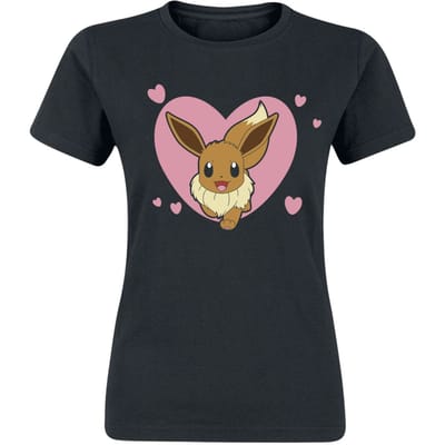 Pokémon - Gaming T-shirt - Evoli - Herz - S tot XXL - voor Vrouwen - zwart