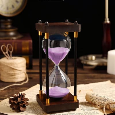 Zandloper Timer - Zandklok Hout - Tijdmanagement Kind - Massief Hout Frame - 19 cm Hoog - Natuurlijk Hout