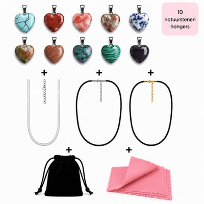 EmmyRovi – Hartjes Edelstenen Set – 10 Natuursteen Hangers – Spiritualiteit – Kristallen
