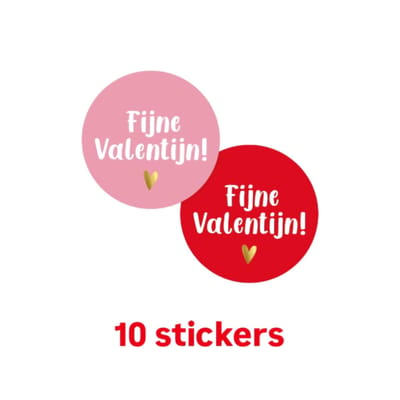 10 sticker Fijne valentijn roze - rood - Liefde - valentijn