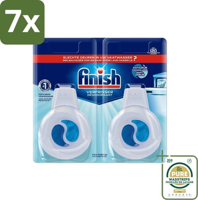 7 x Finish Deo Odorstop - Vaatwasverfrisser - Fris Parfum - Anti-geur - Tot 120 Afwasbeurten - Grootverpakking - Vaatwasverfrisser - Geurstop - Anti-geur - Vaatwasser Geur - Vaatwas Geur