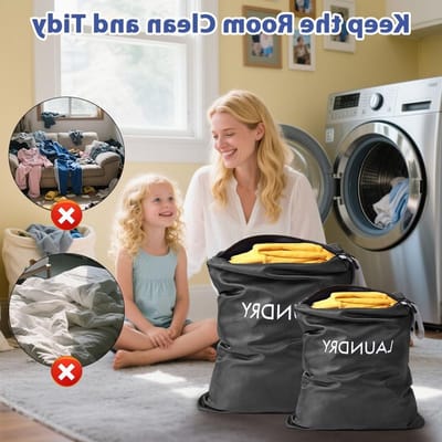 Vouwbare Waterdichte Waszakken voor Vuile Kleding, 2 Stuks met Rits, Ideaal voor Sport en Reis