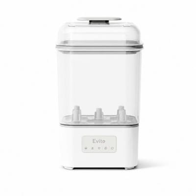 Evite 4-1 Sterilisator Slim - Flessensterilisator met Droogfunctie - Geschikt voor 6 Flessen en Kolfonderdelen - Compact Inklapbaar - Met Tang