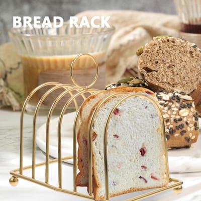 Toast Rek - Brood Houder - Ontbijt Serveren - Zes Sleuven - 14.5 x 7.8 x 8 cm - Goud