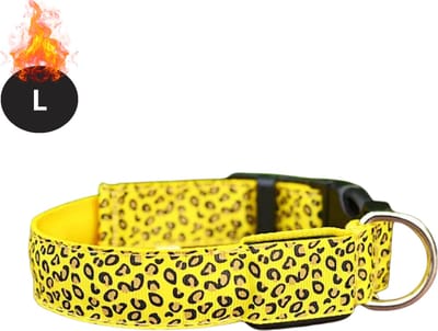Bovista Lichtgevende Halsband - Verlichte Halsband - Lichtgevend - Hond - Kat - Lampje - Hondenhalsband Led - Oplaadbaar - Geel - L