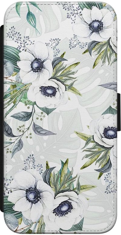 Casimoda® bookcase - Geschikt voor iPhone 8 - Hoesje met pasjeshouder - Floral Art - Groen - Kunstleer