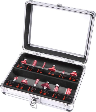 Set van 12 Vormfrezen voor Hout met Hardmetalen (HM) Platen, 8 mm Schacht