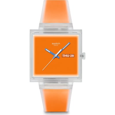 SWATCH Unisex Horloge 33mm WHAT THRU SO38K704 Simpel Casual [Swatch] IF...SEE ORANGE? oranje