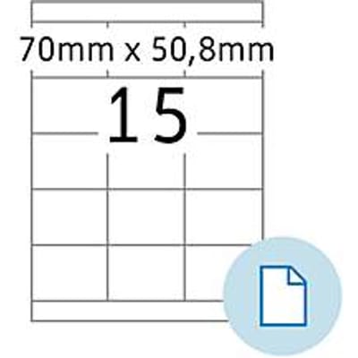 Etiketten HERMA 8415, permanente kleefstof, bedrukbaar, B 70 x H 50,8 mm, papier, wit, 7500 stuks/500 vellen