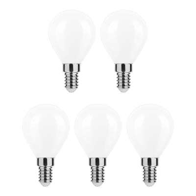 Modee E14 LED Lamp 4W - 470lm - 4000K - Neutraal Wit - LED Filament Melkglas Globe Mini P45 - Vervangt 40W Halogeen Gloeilamp - 5 stuks