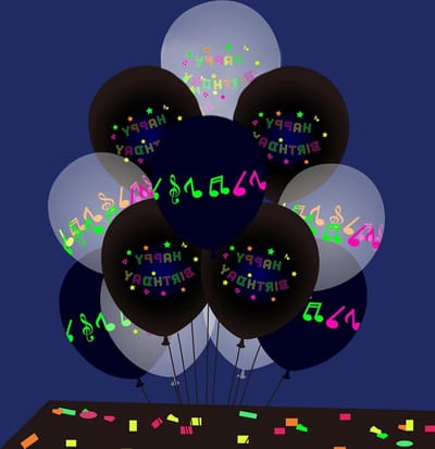 16 stuks neon ballonnen verjaardag - Happy Birthday feestdecoratie - zwart neon decoratie - blacklight party lichtballonnen