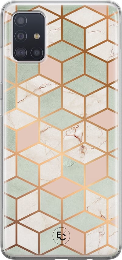 Hoesje geschikt voor Samsung Galaxy A51 - Pastel Kubus - Soft Case - TPU - Print - Multi - ELLECHIQ