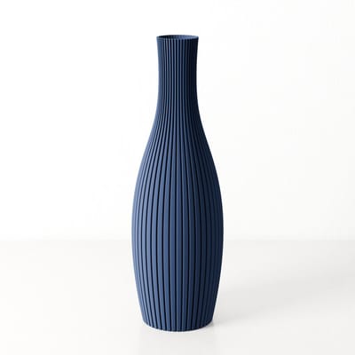 Fleuriek - Smalle Hoge Vaas - Blauw - H30 cm - Dunne Japandi Vaas - Minimalistische designvaas - Decoratieve vaas vensterbank of tafelvaas