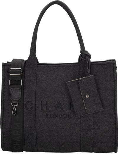 Charm London Bond Laptoptas 15,6 inch - Shopper - Schoudertas - Laptopvak - Denim - Spijkerstof - Zwart