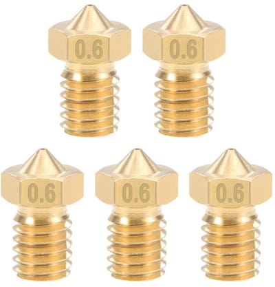 3D printer reserveonderdelen - 3D Printer Nozzles - 5-delige Messing Nozzles 0,6mm, Geschikt voor 1,75mm Filament en E3D V5-V6