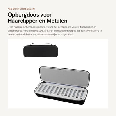 Dailygoods- Clipper Case - Opbergzak voor Haartrimmer - Bevat 12 Metalen Bewakers - Geschikt voor Oster - Afneembare Clippers - Duurzaam Materiaal - Opslagdoos
