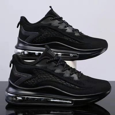 Heren Sneakers Mode Antislip Schokabsorberende Sport Hardloopschoenen Man Lichtgewicht Ademende Trainingsschoenen Tennisschoenen 44 zwart