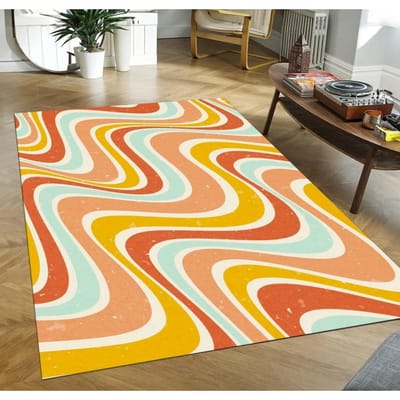 Retro Vloerkleed Psychedelisch Groovy Tapijt Trippy Kleed Antislip Wasbaar Tapijt voor Woonkamer Slaapkamer Keuken Badkamer Vloermat 80x120cm-32x47in