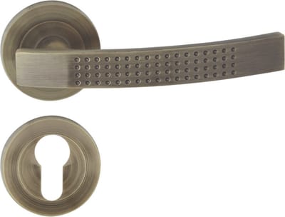 Domino® Deurkrukgarnituur ALMA-R ECO M3 - Graffiti Bruin - PZ-Profielcilinderset met Ronde Rozette - Deurbeslag van aluminium - Deurklink voor kamerdeur, kantoordeur, kelderdeur en binnendeur