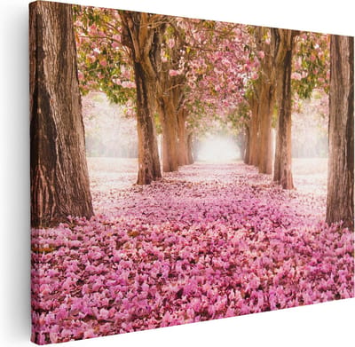 Artaza Canvas Schilderij Bloesem Bomen - 40x30 cm - Klein - Wanddecoratie Natuur - Muurdecoratie Landschap - Kamer Accessoires Bos - Roze
