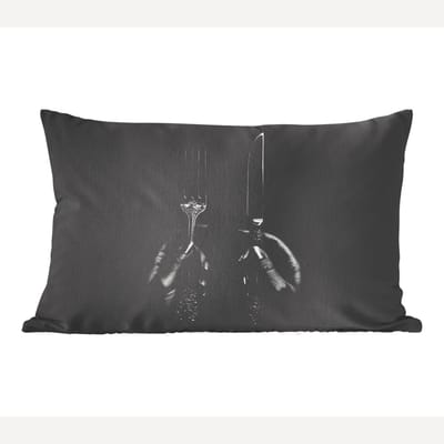 Sierkussens - Kussentjes Woonkamer - 50x30 cm - Bestek - Zwart - Wit