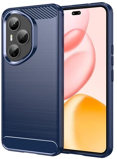 Geborsteld TPU Hoesje Geschikt voor Honor 400 Pro | Beschermhoes | Back Cover | Flexibel TPU | Stijlvol Carbon | Dun | Blauw