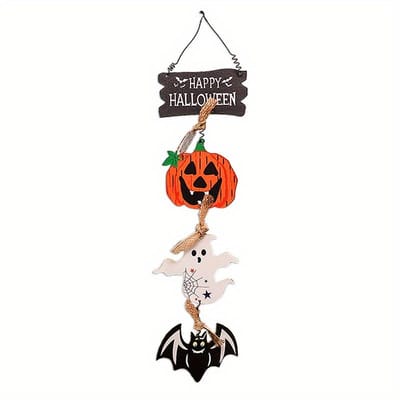 1PC Nouvelles Décorations d'Halloween Nouvel Accroche-Porte en Bois Citrouille Fantôme Accrochant Ornements Suspendus Créatifs black