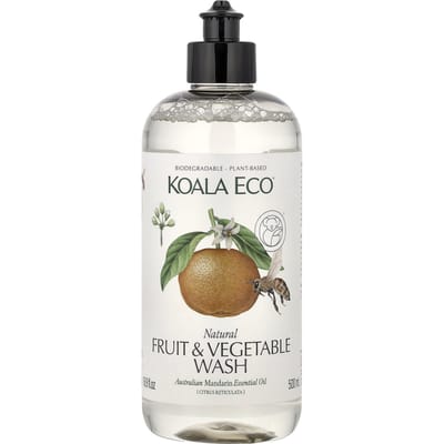 Koala Eco, Natuurlijke Fruit & Groente Was, Australische Mandarijn Essentiële Olie, 500ml (16,9 fl oz) white